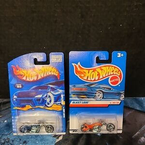 Blast Lane  HOT WHEELS Motorcycle Toy  LOT Blue and Orange